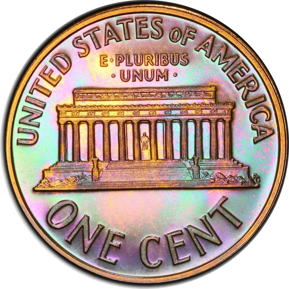 1960 Lincoln Memorial Cent PR67 RB Large Date PCGS GRADED Monster Rainbow Toning - Image 3 of 4
