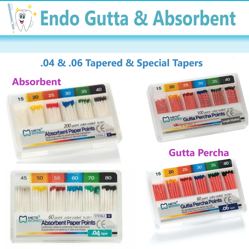 Dental GUTTA PERCHA POINTS /ABSORBENT Paper Points, Standart #10 #25 Meta 200/pk - Afbeelding 1 van 9