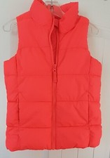 Old Navy Girls orange Neon Frost Free Fleece Lined Quilted Puffer Vest XL 14