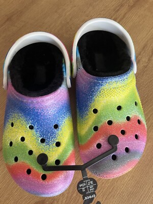 Crocs Classic Lined Clog Slip On Spray Dye White Size M4 / W6