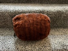 Vintage MINK Fur Muff Hand Warmer Brown Satin Lining Hidden Pocket GORGEOUS