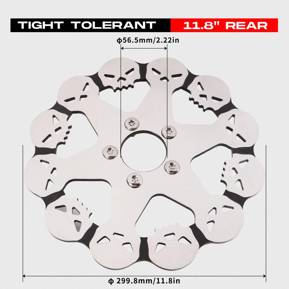 Rotor de freno trasero de calavera de 11,8"" para Harley Davidson Road King, Touring Road Glide Foto 4 de 4