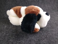 St Bernard Puppy Dog Plush Stuffed Animal Laying Down 10 inch Vintage