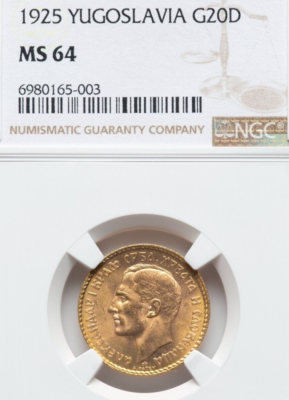YA−MAN STA-206P GOLD 1925 GOLD YUGOSLAVIA 20 DINARA ALEXANDER I COIN NGC MS-64 | eBay