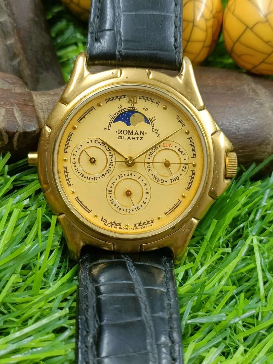 AUTHENTIC HMT ROMAN QUARTZ MULTI MOON FACE MINT MEN S RARE 4310 01