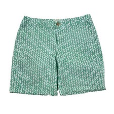 Khakis By Gap The Boyfriend Short White Mint Green Chevron Arrow Size 4 Stretch