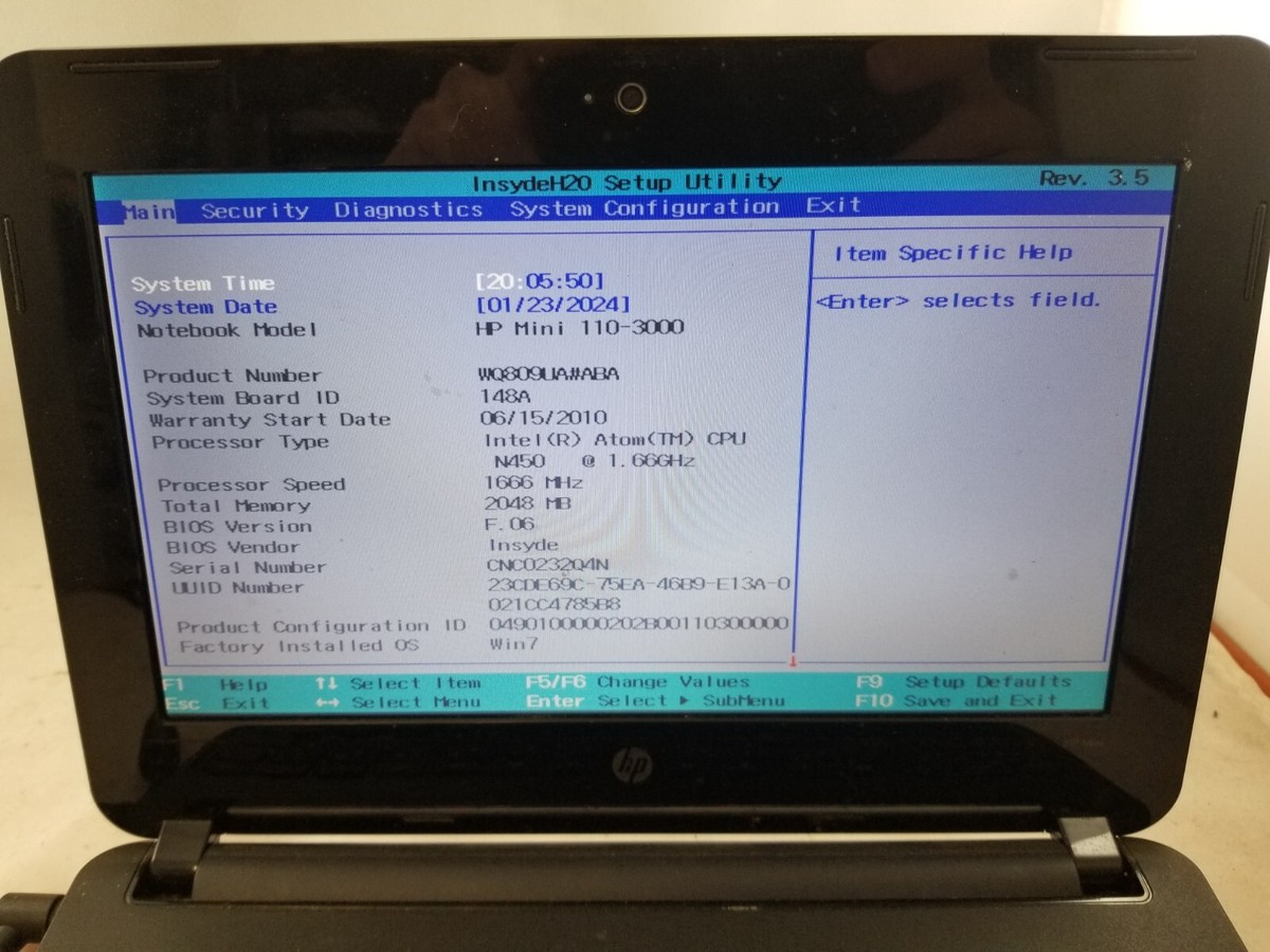 Insydeh20 Setup Utility Insyde Bios Update Hp HP Mini 110-3000