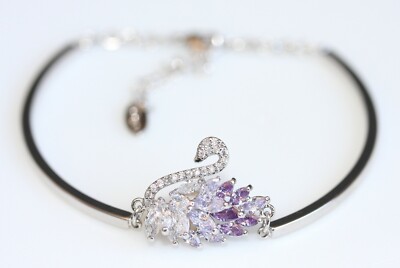 Vintage Created Amethyst Flower White Gold GF Bracelet 6.49-7.67 inches Vintage Created Amethyst Flower White Gold GF Bracelet 6.49-7.67 inches