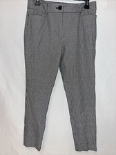 LOFT Women  s 8P Pants Slacks Houndstooth Stretch Pockets Fashion Black White