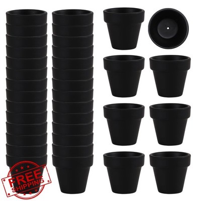 Fcacti 36 Pcs Small Black Clay Pots 2.1'', Terracotta Planter Cactus