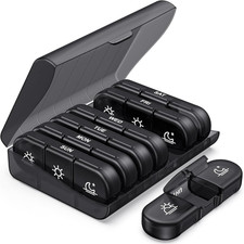 Weekly Pill Organizer 3 Times a Day, Portable Travel Pill Box 7 Day with Large P