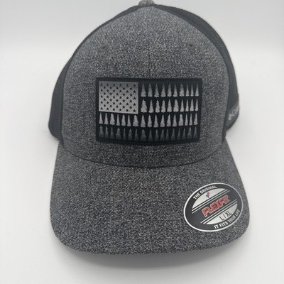 Columbia Tree Flag Mesh Ball Cap High Crown Flexfit Hat Grey Black L/XL NWT