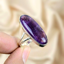 925 Sterling Silver Ring Amethyst Gemstone Ring Silver Statement Ring
