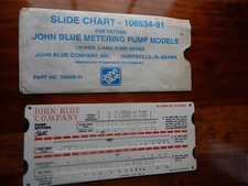 JOHN BLUE METERING PUMP MODELS -SLIDE CHART-106534-91- HUNTSVILLE, AL.