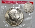 1901 Barber Dime and Brilliant Uncirculated 1981 D Kennedy Half Dollar