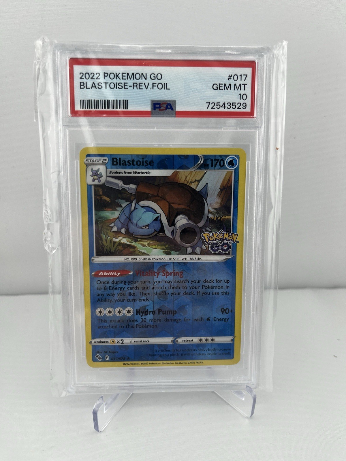 2022 Pokemon Go Blastoise Reverse Holo #17 PSA 10