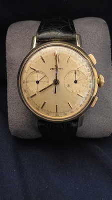 RARE and Sought After Vintage ZENITH 18k Solid Gold Manual Wind Chronograph 38mm