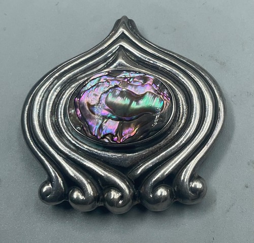 MMA MEXICO  STERLING SILVER  ABALONE SHELL PENDANT,BROOCH