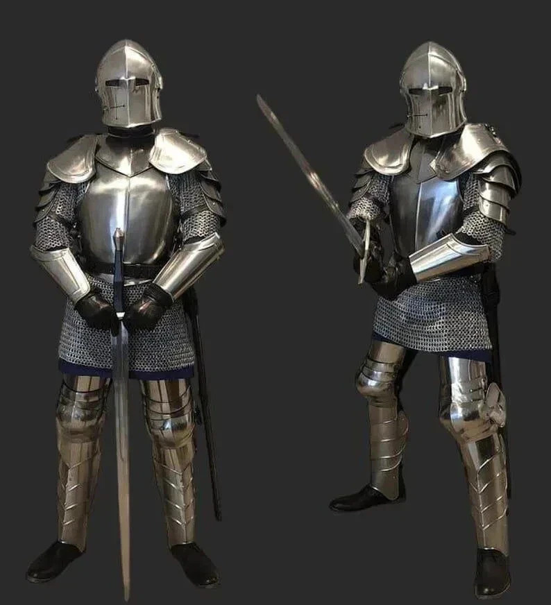 Disfraz de caballero armadura de cuerpo completo Barbuta para cosplay medieva...