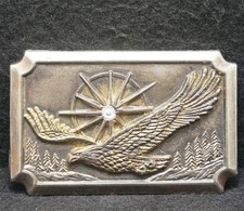 WL01127 NICE VINTAGE 1970s  EAGLE FLYING  BIRD ARTWORK NATURE MENS BELT BUCKLE