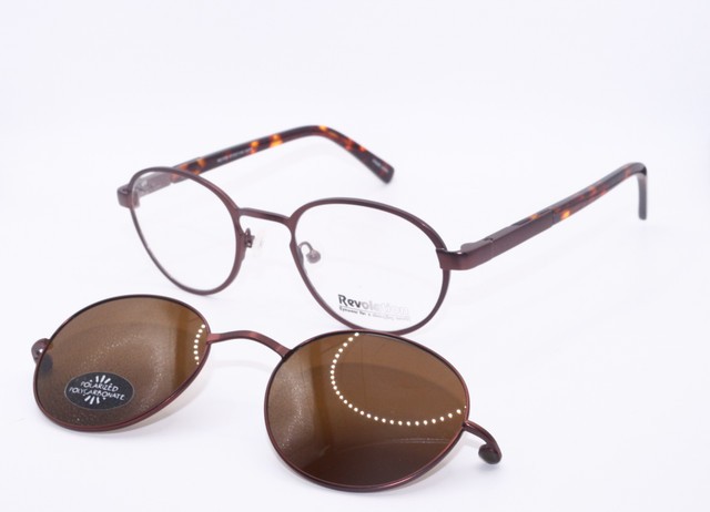 REVOLUTION REV728 ESPR BROWN TORT POLARIZED W/CLIP ON AUTHENTIC SUNGLASSES 47-21