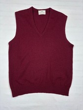 VTG Lord Jeff Lambswool V-Neck Sweater Vest Mens L Made in USA Burgundy 80s 90s