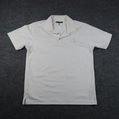 Pebble Beach Polo Shirt Mens Medium White Performance Golf Classic Short Sleeve