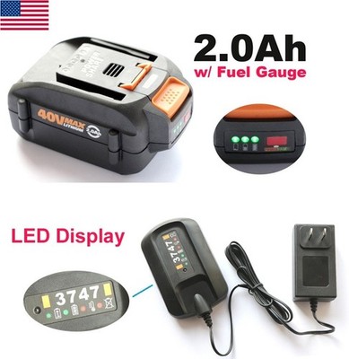 40V WA3580 2.0Ah Max Lithium Battery & Charger For Worx WG180 WG280 WG380 WG580