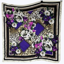 Roberto Cavalli Square Scarf Floral Animal Pr...