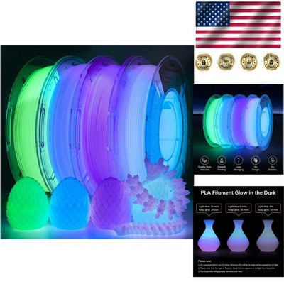Luminous Multicolor PLA Filament for 3D Printing - Glow Effect, 1.75mm x 5m