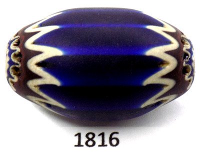 Great Oval Venetian Antique Chevron Trade Bead African 1816 Bg 89 Italian