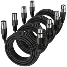 XLR Cable 3ft Balanced Male to Female Microphone Cord Black 4 Pack