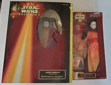 2x QUEEN AMIDALA Red Senate Gown Doll Hasbro Star Wars 1999 Portrait Edition NIB