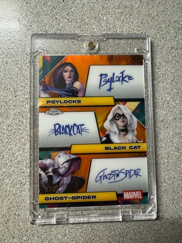 Ghost-Spider / Black Cat / Psylocke [SuperFractor] #FT-PBG Marvel 2025 Topps Chrome Comics Facsimile Triple Autograph card