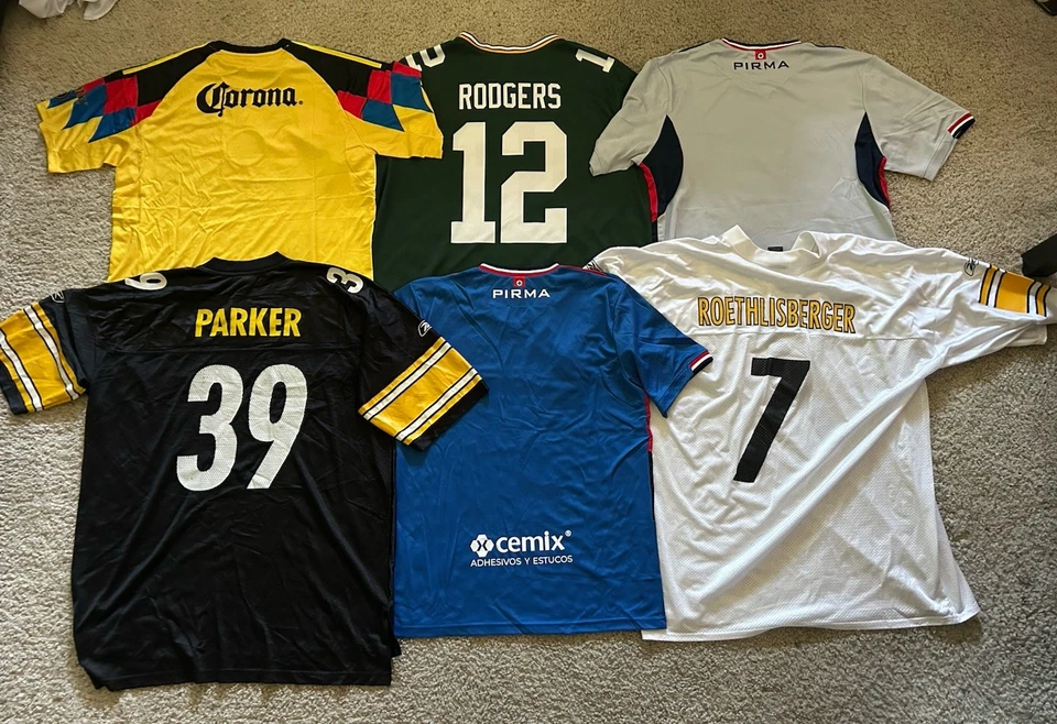 Lote de SEIS (6) camisetas de fútbol/fútbol grandes y altas | fila superior 3XL fila inferior 2XL Foto 2 de 3