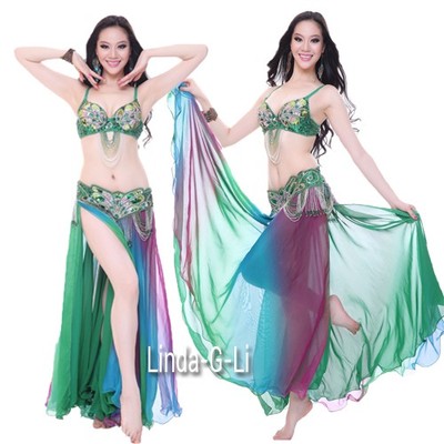 新品未使用　bellydance costume 衣装 New Belly Dance 2 pics Costume Bra+ Belt Set Outfit USA 34B -USA
