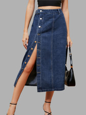 Button Down Midi Denim Skirt