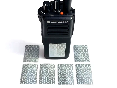 HIGH VIS REFLECTIVE WHITE STICKERS FOR THE MOTOROLA RADIOS GP340 DP3400 DP4400e