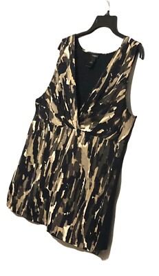 Ann Taylor Size XL Brown Black White V-Neck Sleeveless Stretch Empire Tank
