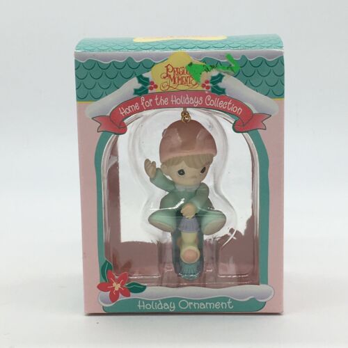 New 1995 Precious Moments Christmas Tree Ornament Boy & Train Holiday Collection - Picture 1 of 4