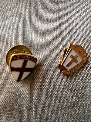 Small White Red Cross Counselor Lapel Pin Tie Tack and White