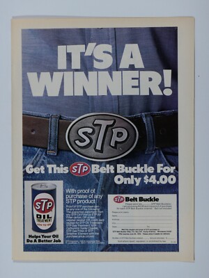 STP Belt Buckle Offer Vintage 1975 Original Print Ad 8.5 x 11''