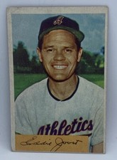 1954 Bowman Baseball Eddie Joost Athletics #35 Quiz answer 8 Midgrade Crease