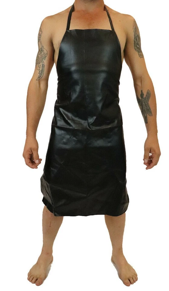 Mens Black Butchers Costume Fetish Apron Outfit Cosplay BBQ - Image 2 of 4