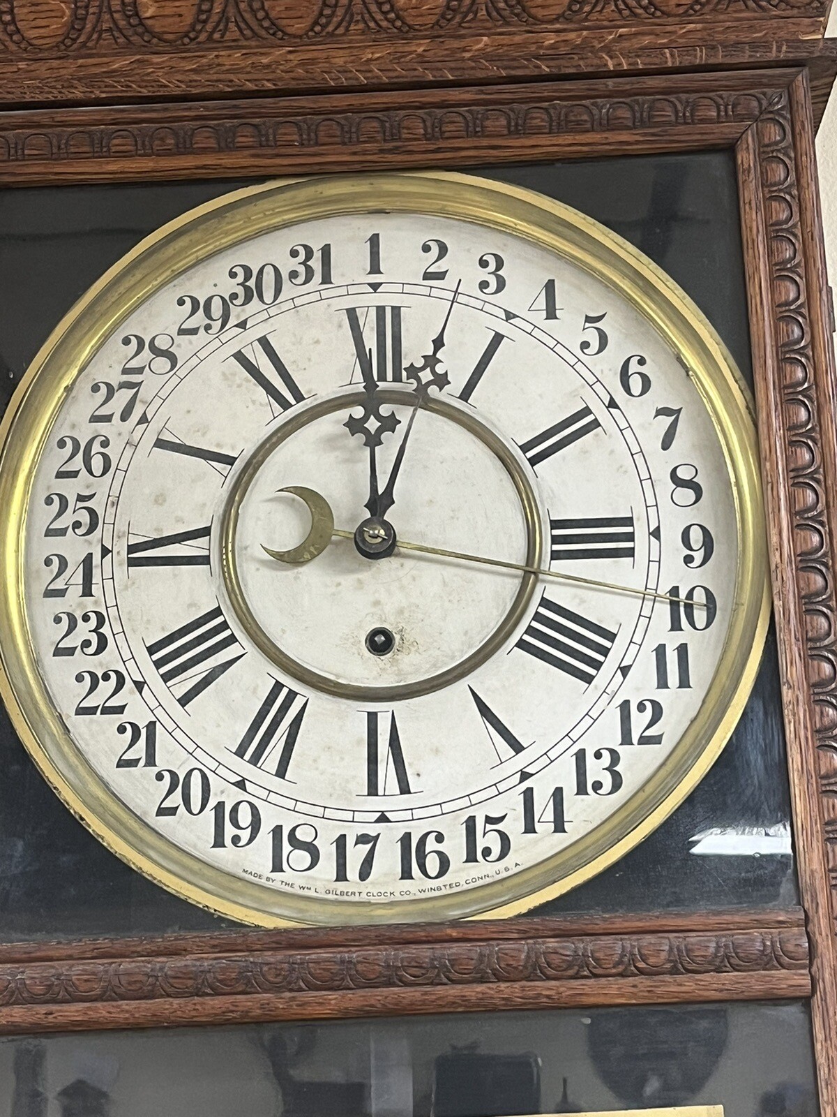 Gilbert Calendar School House Antique Vintage Mechanical Wall Clock eBay