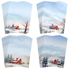48 Sheets Christmas Stationery Paper 8.5 x 11'' Printer Paper Christmas Lette...