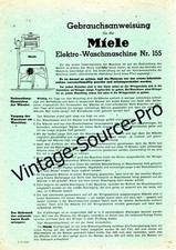 Mode d'emploi Miele lave-linge électrique n°155 art déco années 1930