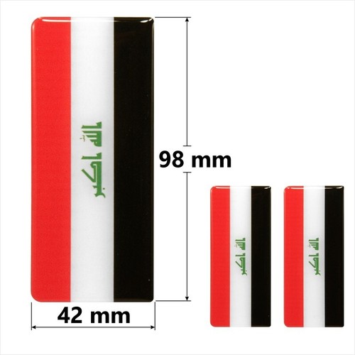 2x 98x42mm Iraq Flag Iraqis Number Plate 3D Gel Resin Domed Stickers Decal Badge - Picture 2 of 2