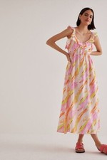 Anthropologie Selected Femme Aurelia Ruffle-Neck Midi Dress Dress 40 UK 14 BNWT