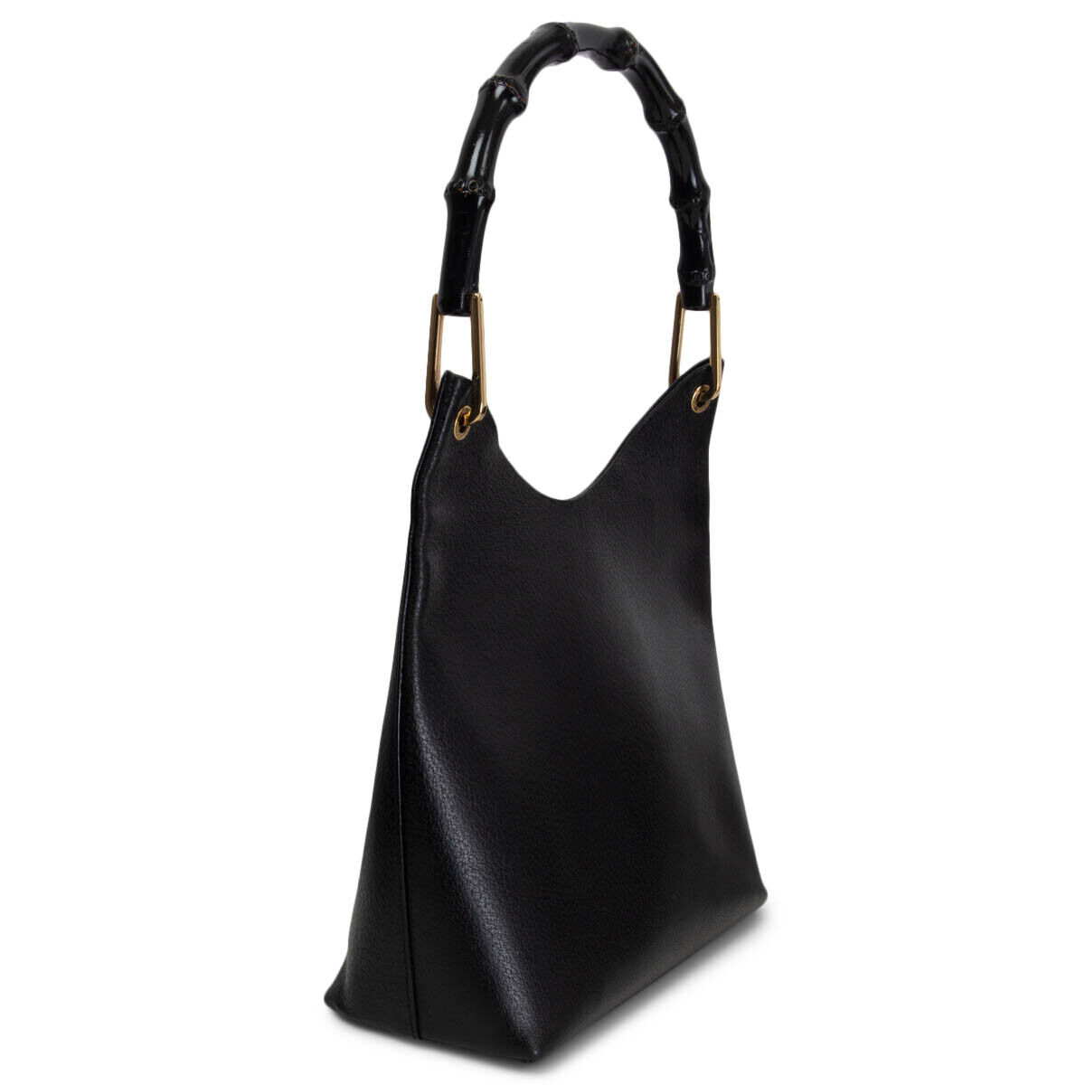 64799 auth GUCCI black leather BAMBOO HANDLE Hobo Shoulder 64799 auth GUCCI black leather BAMBOO HANDLE Hobo Shoulder